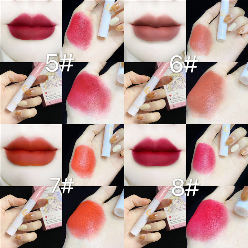 Little monster liquid 8 Pcs/set of Cigarete tube lip glaze set matte white lipstick set- 8 Colours