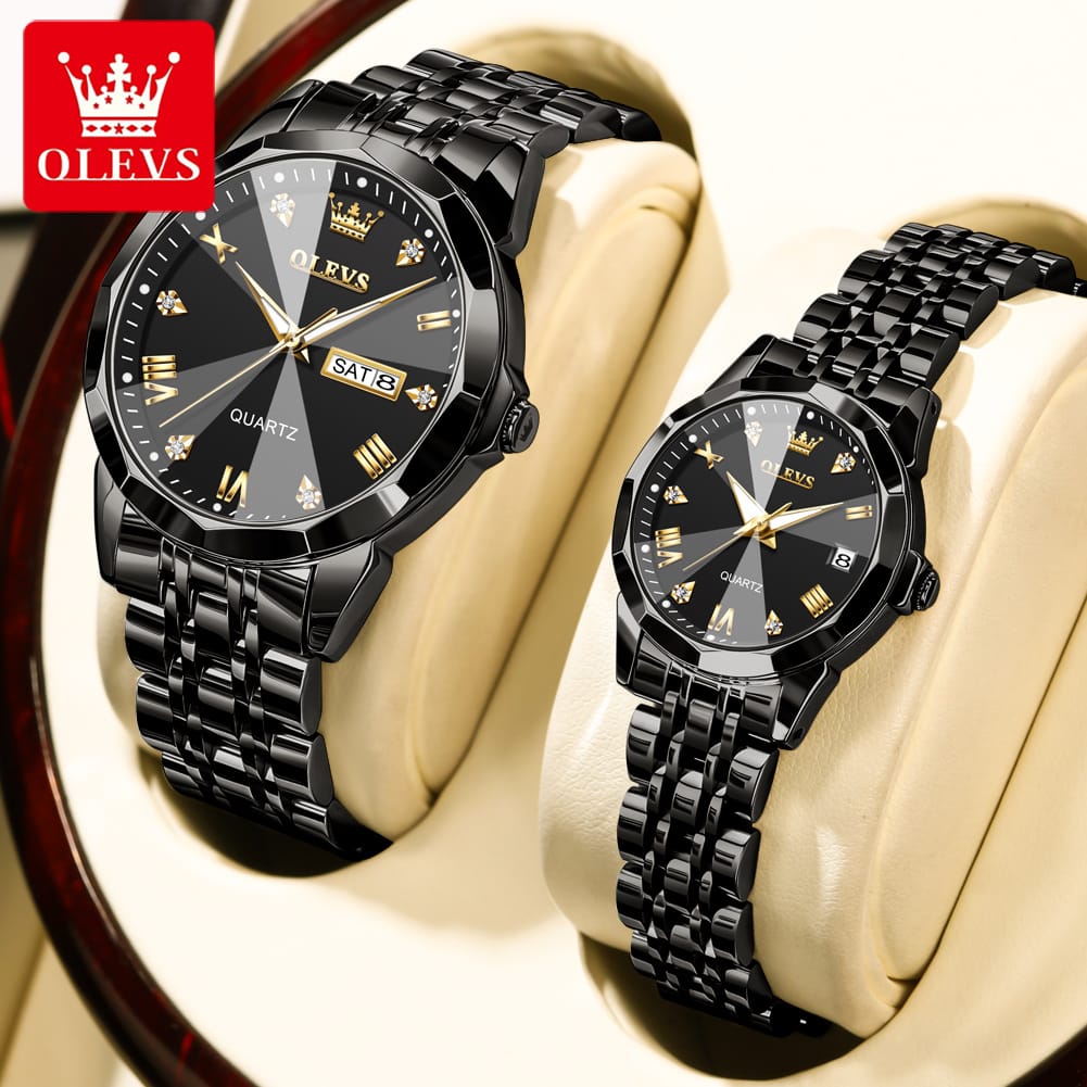 OLEVES 9931 Luxury Quartz Movement Couple Watch Set