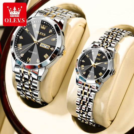 OLEVES 9931 Luxury Quartz Movement Couple Watch Set