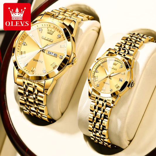 OLEVES 9931 Luxury Quartz Movement Couple Watch Set