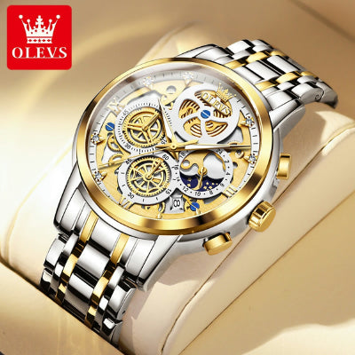 OLEVS Stainless Steel Chronograph Luminous Multifunctional Watch